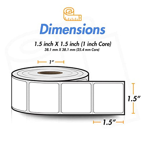 (4 Rolls, 900/Roll) 1.5¡± x 1.5¡± Direct Thermal Labels - 1¡± Core, Compatible with Rollo Label Printer & Zebra Desktop Printers - All Purpose QR Barcode Address - Adhesive Perforated