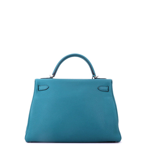Kelly Handbag Bleu Izmir Togo with Palladium Hardware 32