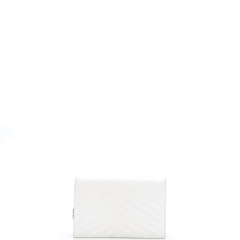 Classic Monogram Wallet on Chain Matelasse Chevron Leather Small