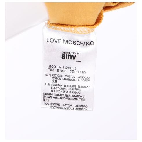 Women's Love Moschino Graphic Print Puffed Sleeve T-Shirt in Yellow Cotton