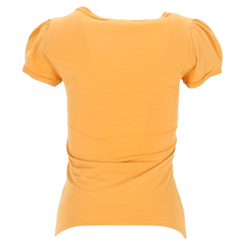 Women's Love Moschino Graphic Print Puffed Sleeve T-Shirt in Yellow Cotton