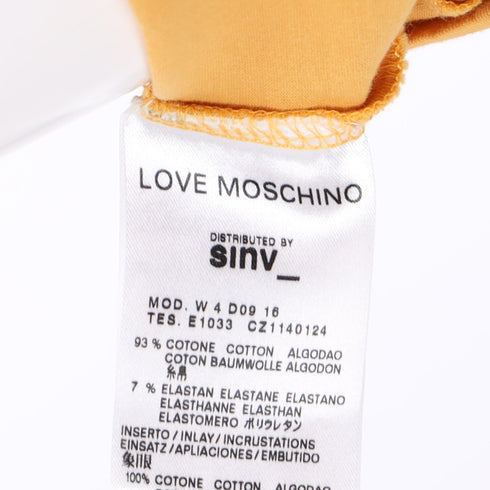 Women's Love Moschino Graphic Print Puffed Sleeve T-Shirt in Yellow Cotton