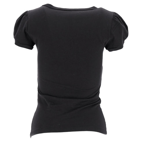 Women's Love Moschino Graphic Print Puffed Sleeve T-Shirt in Black Cotton