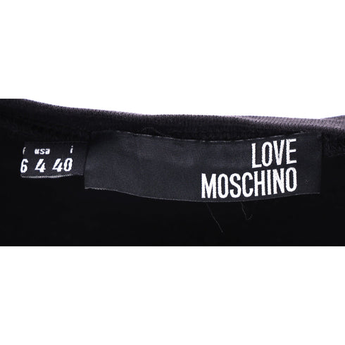 Women's Love Moschino Graphic Print Puffed Sleeve T-Shirt in Black Cotton