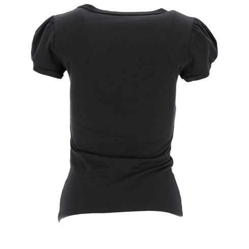 Women's Love Moschino Graphic Print Puffed Sleeve T-Shirt in Black Cotton