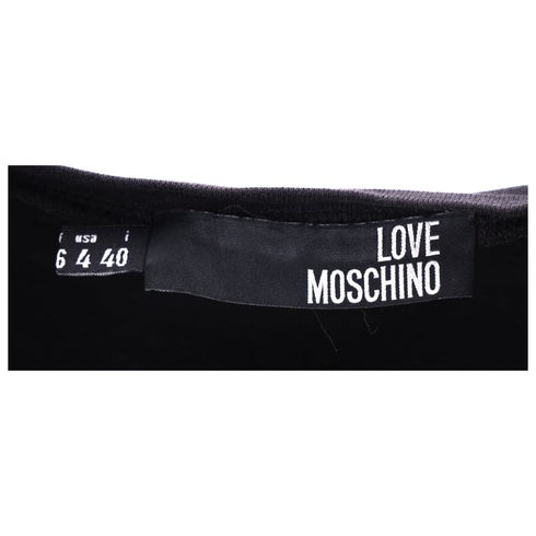 Women's Love Moschino Graphic Print Puffed Sleeve T-Shirt in Black Cotton