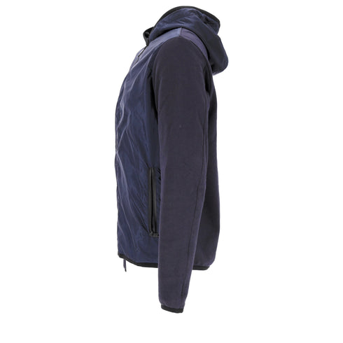 Men's Prada Zipped Hoodie in Navy Blue Cotton and Nylon