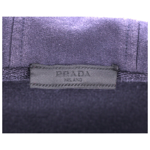 Men's Prada Zipped Hoodie in Navy Blue Cotton and Nylon
