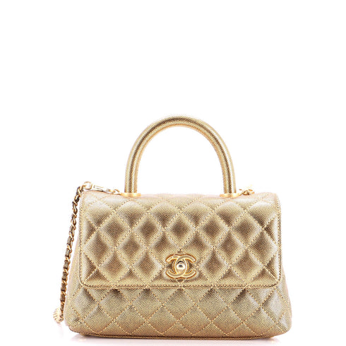 Coco Top Handle Bag Quilted Caviar Mini