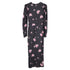 Women's Reformation Floral Print Long Sleeve Midi Dress in Black Silk