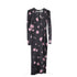 Women's Reformation Floral Print Long Sleeve Midi Dress in Black Silk
