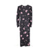 Women's Reformation Floral Print Long Sleeve Midi Dress in Black Silk
