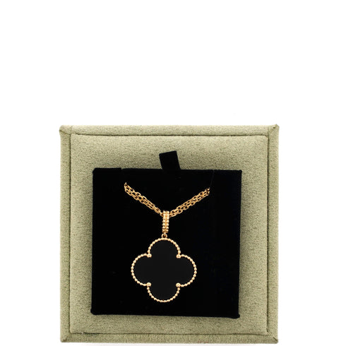 Magic Alhambra Pendant Necklace 18K Yellow Gold and Onyx