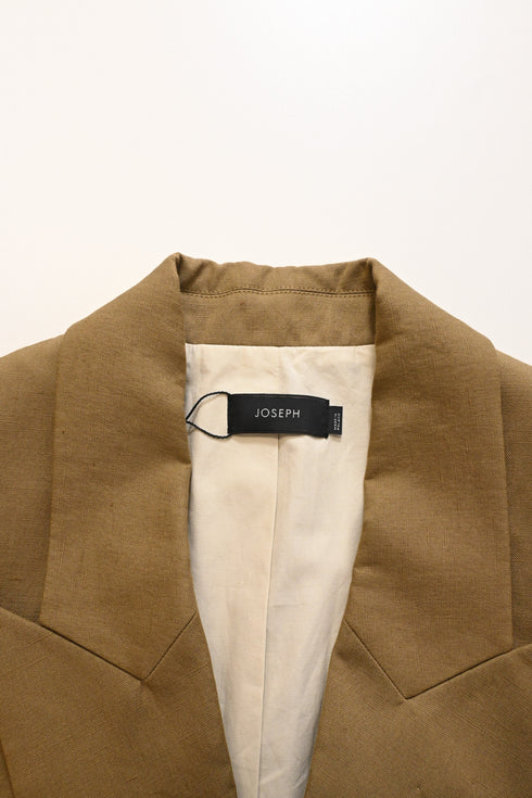 Women's Joseph Double-Breasted Sleeveless Vest in Brown Linen