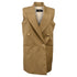 Women's Joseph Double-Breasted Sleeveless Vest in Brown Linen