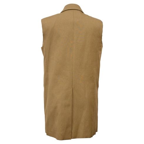 Women's Joseph Double-Breasted Sleeveless Vest in Brown Linen