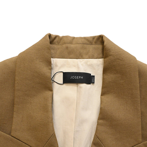 Women's Joseph Double-Breasted Sleeveless Vest in Brown Linen