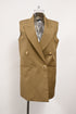 Women's Joseph Double-Breasted Sleeveless Vest in Brown Linen