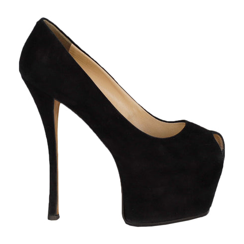 Women's Black Suede Platform High Heel Shoes - '20s