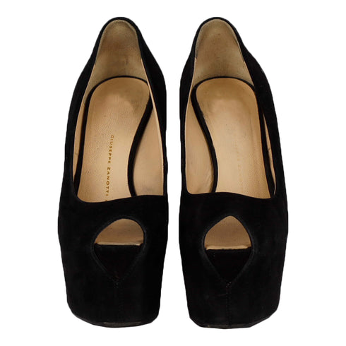 Women's Black Suede Platform High Heel Shoes - '20s