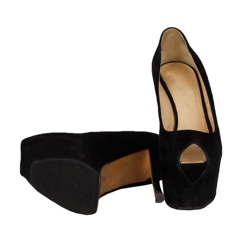 Women's Black Suede Platform High Heel Shoes - '20s