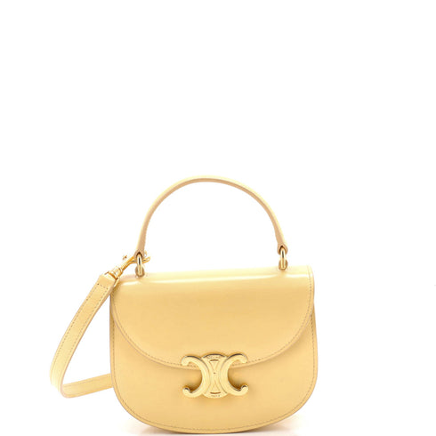 Triomphe Besace Clea Top Handle Flap Bag Leather Mini