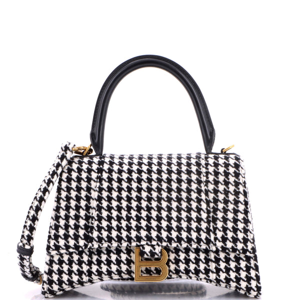 Hourglass Top Handle Bag Houndstooth Textile Small