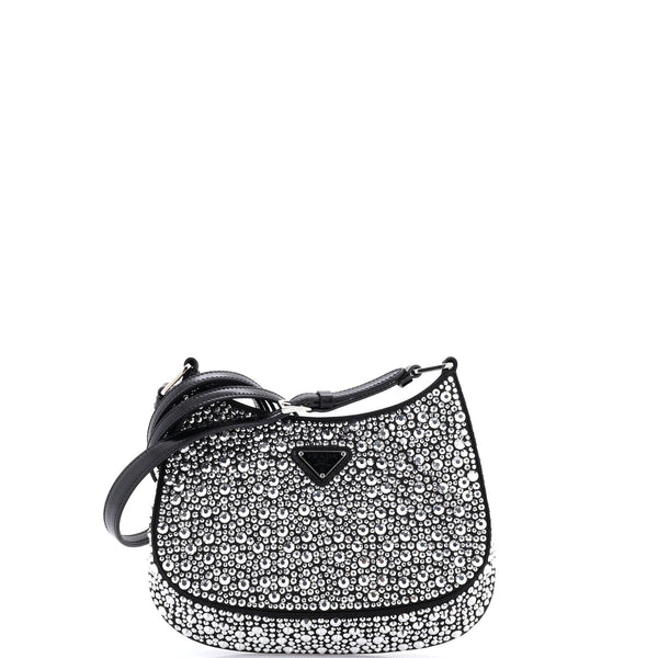 Cleo Shoulder Bag Crystal Embellished Satin Small