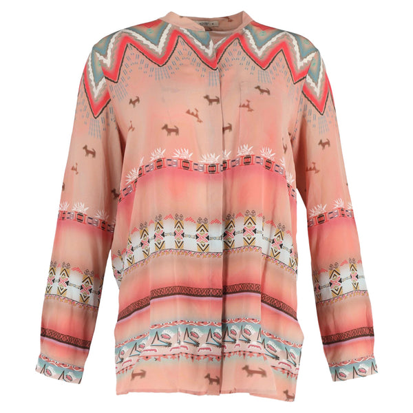 Women's Etro Printed Long Sleeve Blouse in Multicolor Cotton