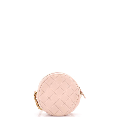 Round Chain Crossbody Bag Quilted Caviar Small