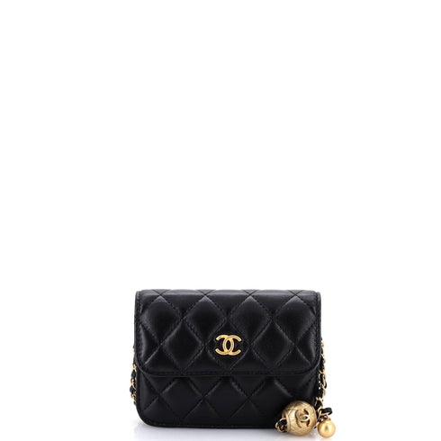 Pearl Crush Flap Clutch with Chain Quilted Lambskin Mini