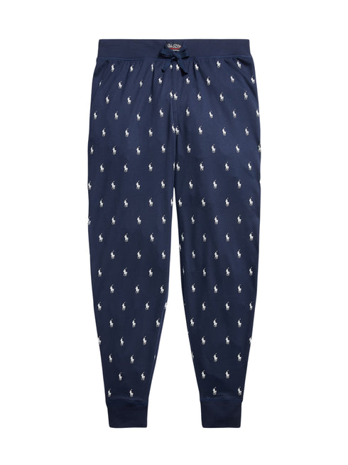 RALPH LAUREN All-over Pony Cotton Jersey Sleep Joggers Cruise Navy