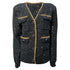 Women's Self-Portrait Embellished Single-Breasted Tweed Jacket in Black Polyester
