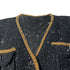 Women's Self-Portrait Embellished Single-Breasted Tweed Jacket in Black Polyester