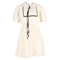 Women's Self-Portrait Pleated Lace-Detail Mini Short Sleeve dress in Cream Polyester