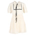 Women's Self-Portrait Pleated Lace-Detail Mini Short Sleeve dress in Cream Polyester