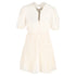 Women's Self-Portrait Pleated Lace-Detail Mini Short Sleeve dress in Cream Polyester