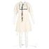 Women's Self-Portrait Pleated Lace-Detail Mini Short Sleeve dress in Cream Polyester