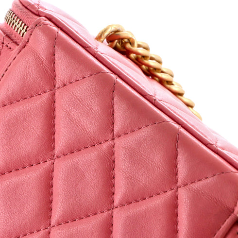 All Slide Long Vanity Case with Chain Quilted Lambskin Small