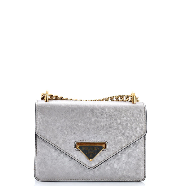 Envelope Flap Chain Shoulder bag Saffiano Leather Small