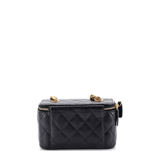 Coco Enamel Strap Vanity Case with Chain Quilted Lambskin Small