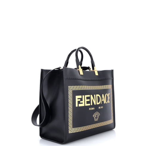 x Versace Fendace Convertible Sunshine Shopper Tote Printed Leather Medium