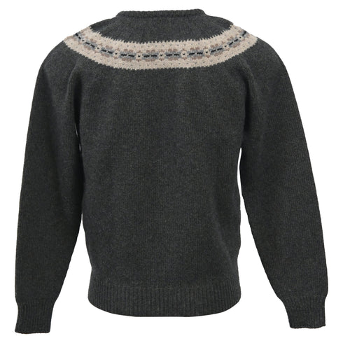 Men's Jil Sander Knitted Chest Pattern Detail Crewneck Sweater in Grey Wool