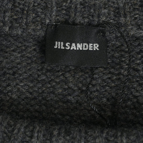 Men's Jil Sander Knitted Chest Pattern Detail Crewneck Sweater in Grey Wool