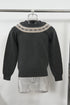 Men's Jil Sander Knitted Chest Pattern Detail Crewneck Sweater in Grey Wool