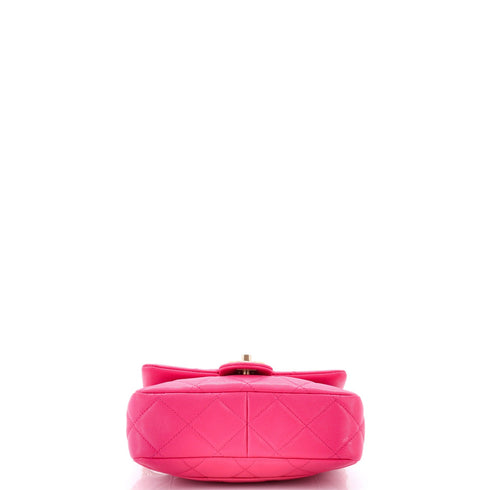 Twist Your Buttons Flap Bag Quilted Caviar Small