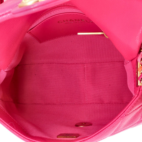 Twist Your Buttons Flap Bag Quilted Caviar Small