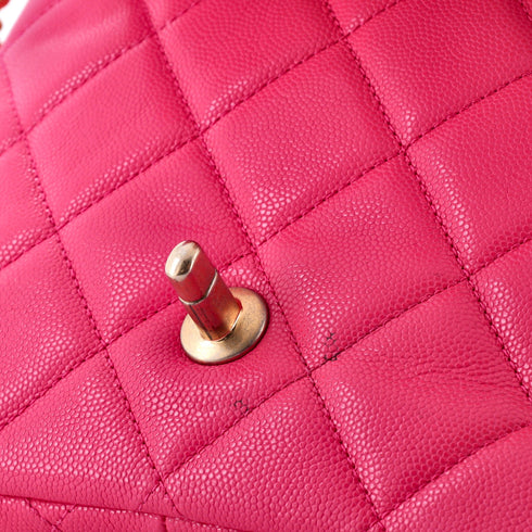 Twist Your Buttons Flap Bag Quilted Caviar Small