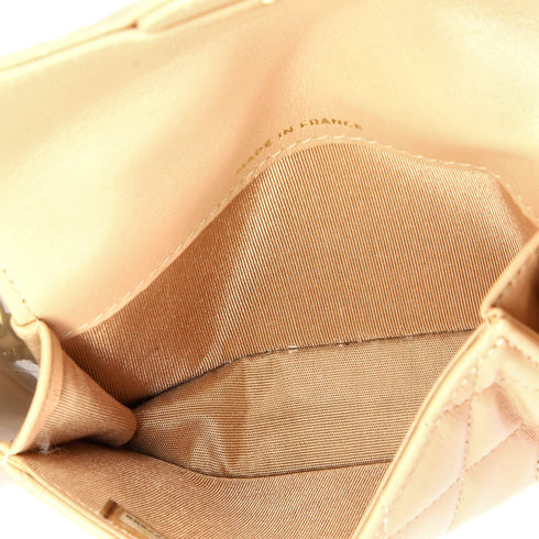 Top Handle Flap Coin Purse with Chain Quilted Lambskin