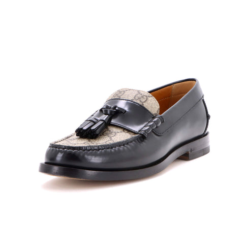 Men's Kaveh Tassel Loafers Leather with GG Coated Canvas